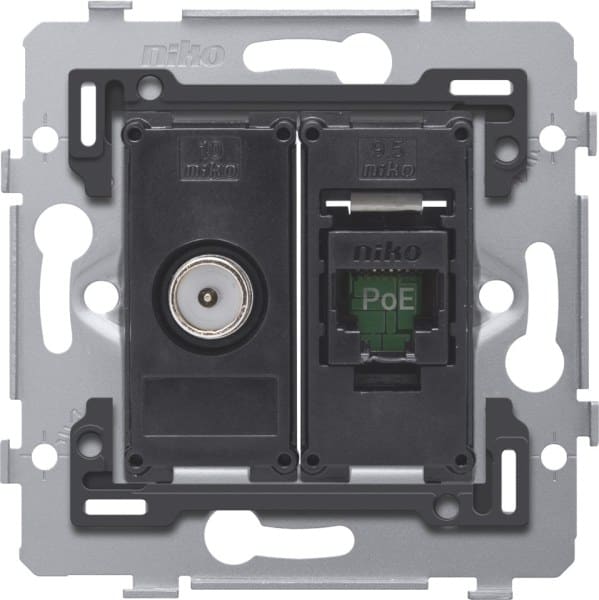 NIKO - Kombination Koax mit RJ45 Anschluss UTP Kat. 5E, PoE++ ready, flache A