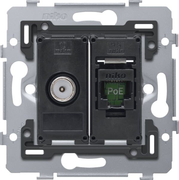 NIKO - Kombination Koax mit RJ45 Anschluss UTP Kat. 6, PoE++ ready, flache Au