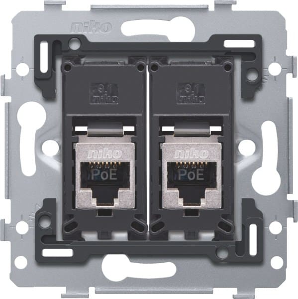 NIKO - 2 RJ45 Anschlüsse STP Kat. 5E, PoE++ ready, flache Ausführung, inkl. S