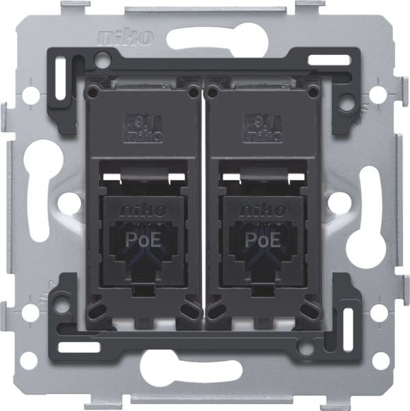 NIKO - 2 RJ45 Anschlüsse UTP Kat. 6, PoE++ ready, flache Ausführung, inkl. So