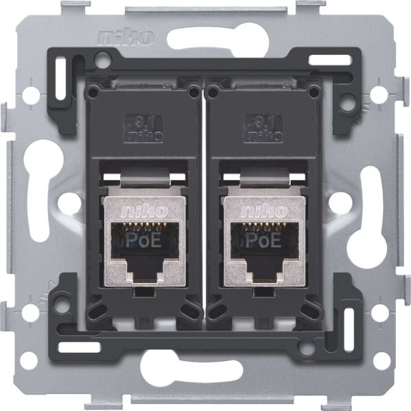 NIKO - 2 RJ45 Anschlüsse STP Kat. 6, PoE++ ready, flache Ausführung, inkl. So