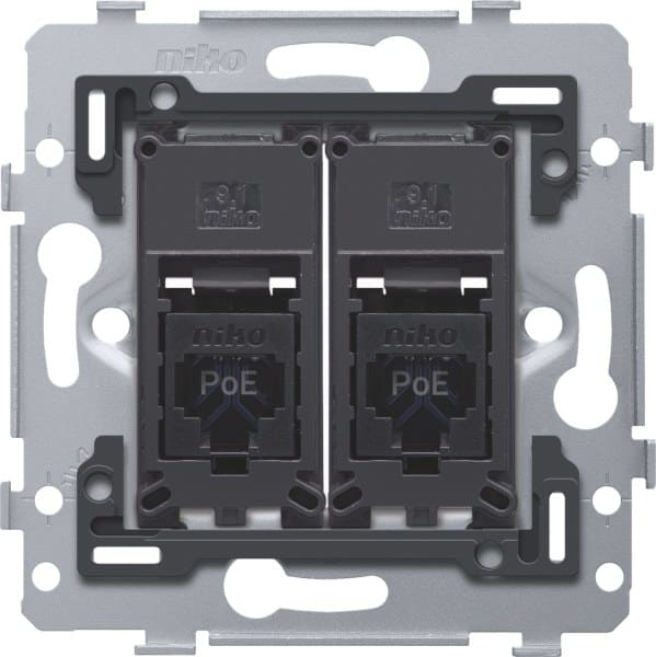 NIKO - 2 RJ45 Anschlüsse UTP Kat. 6A, PoE++ ready, flache Ausführung, inkl. S