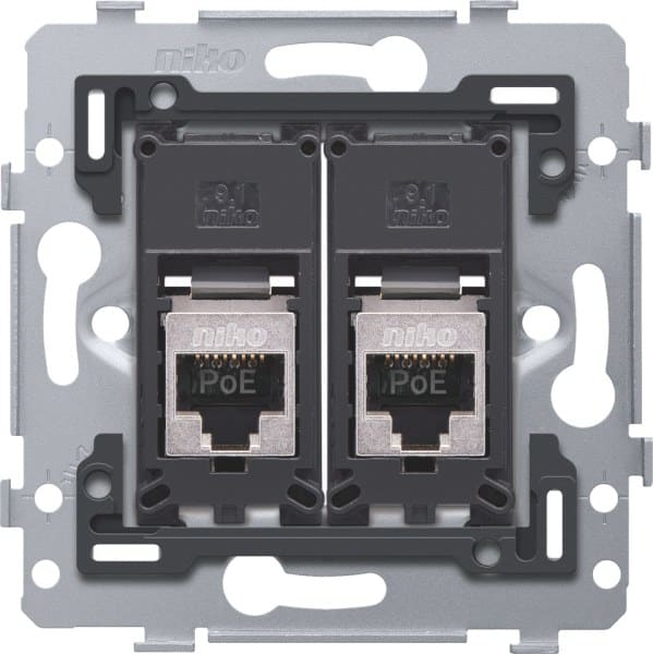 NIKO - 2 RJ45 Anschlüsse STP Kat. 6A, PoE++ ready, flache Ausführung, inkl. S