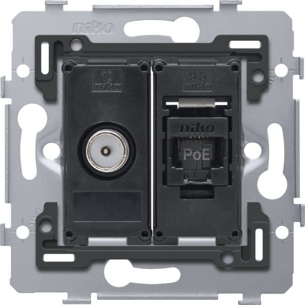 NIKO - Kombination Koax mit RJ45 Anschluss UTP Kat. 6A, PoE++ ready, flache A
