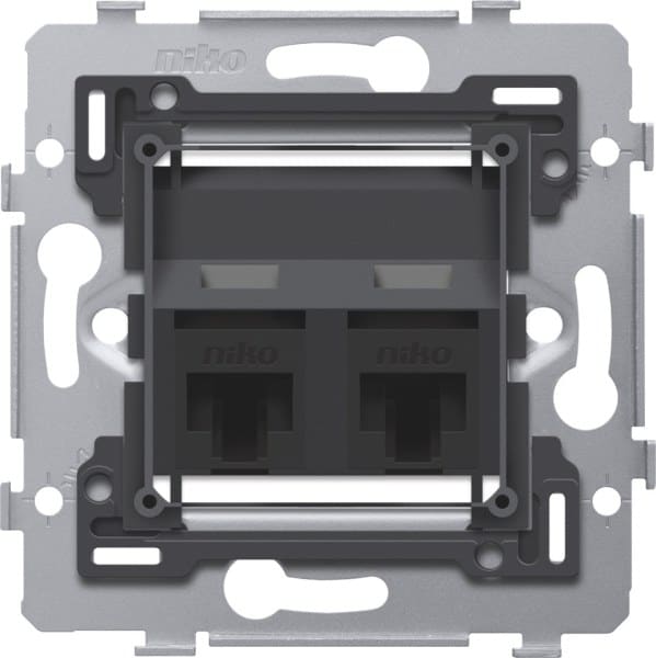 NIKO - 2 RJ45 Anschlüsse UTP Kat. 6, PoE++ ready, schräge Ausführung, inkl. S