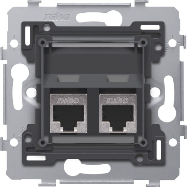 NIKO - 2 RJ45 Anschlüsse STP Kat. 6, PoE++ ready, schräge Ausführung, inkl. S