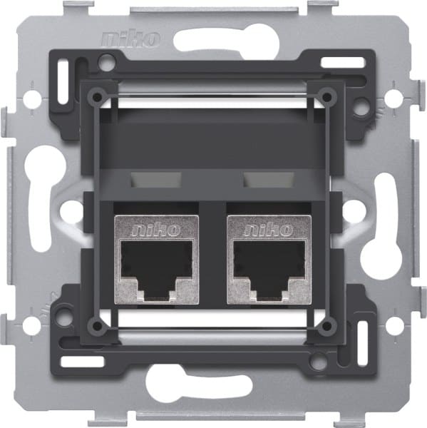 NIKO - 2 RJ45 Anschlüsse STP Kat. 6A, PoE++ ready, schräge Ausführung, inkl.
