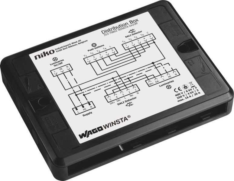 NIKO - WAGO WINSTA® Verteilerbox, EIN/AUS, P48 DALI 2
