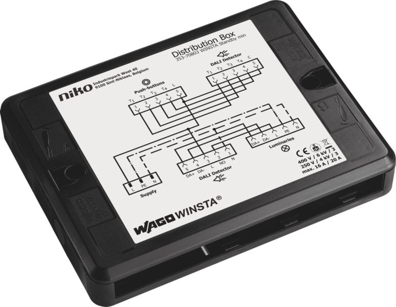 NIKO - WAGO WINSTA® Verteilerbox, Standby Minimierung, P48 DALI 2