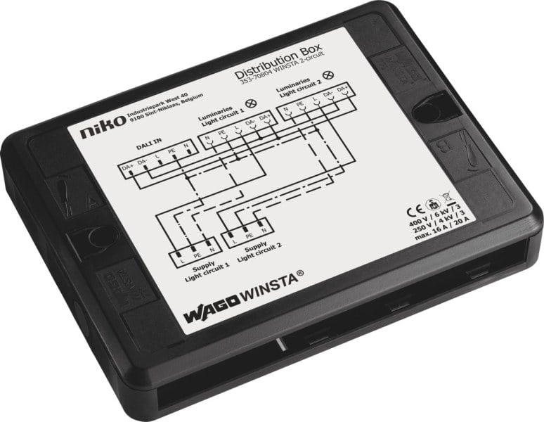 NIKO - WAGO WINSTA® Verteilerbox, zwei Stromkreise, P47/P48 DALI 2