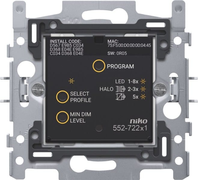 NIKO - Vernetzter Dimmer, Sockel, 3 – 200 W, 2 drahtig, 60 x 71 mm, Krallenbe