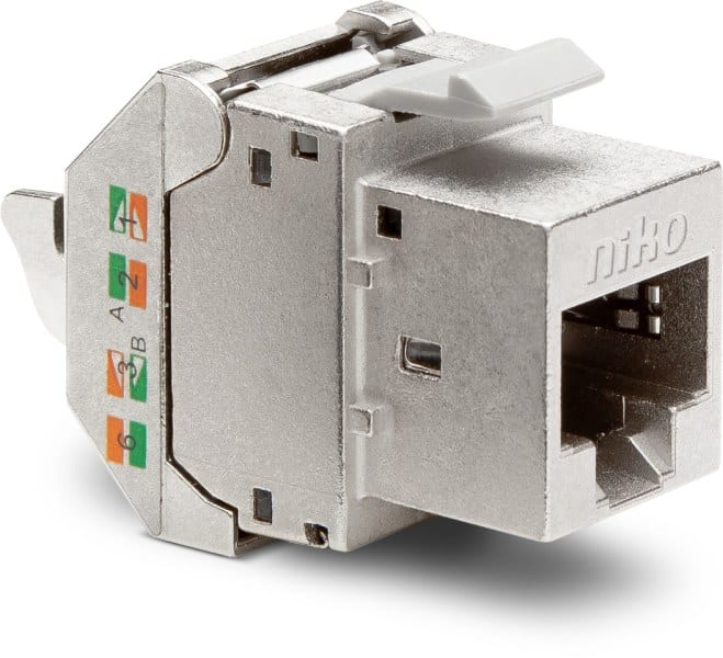 NIKO - Geschützter RJ45 Stecker STP Kat. 5E, PoE++ ready, für Bandbreiten bis