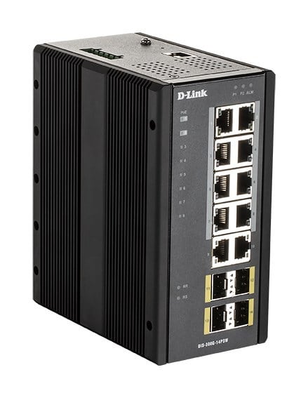 D-LINK - 14 Port Layer2 Managed Gigabit PoE Industrial Switch