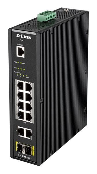 D-LINK - 12-Port Layer2 Smart Managed Gigabit PoE Industrial Switch