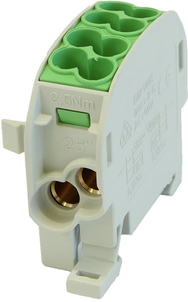 HORA ETEC - Hauptleitungsklemme 25mm² 1x4 grün BGV A2 anreihbar