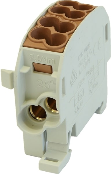 HORA ETEC - Hauptleitungsklemme 25mm² 1x4 braun BGV A2 anreihbar