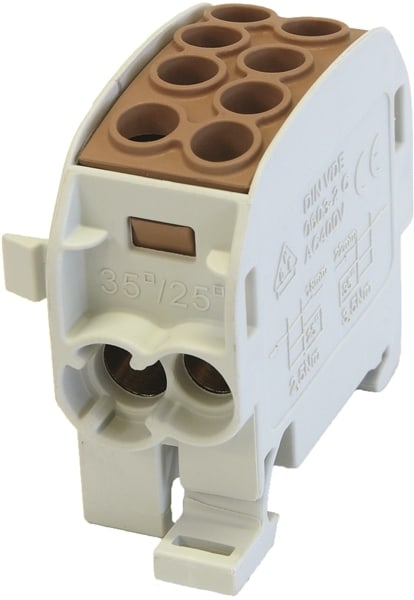 HORA ETEC - Hauptleitungsklemme 35mm² 1x4 braun BGV A2 anreihbar