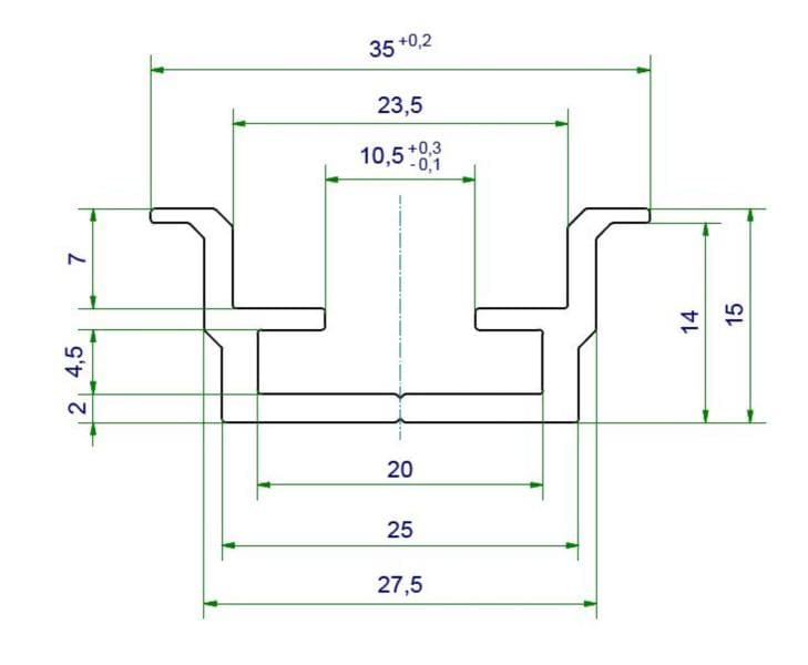 SEIDL - AL UNI 35 Aluminiumschiene 2000mm 35/15