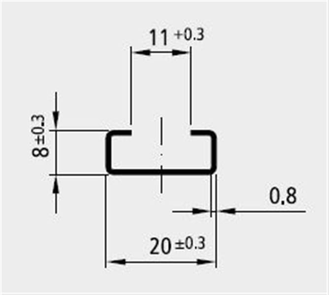 E-TERM - C20/8 ungelocht Hohlschiene 2000mm