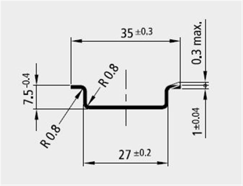E-TERM - SS 35/7,5 gelocht 15x6,2mm Schnappschiene 2000mm