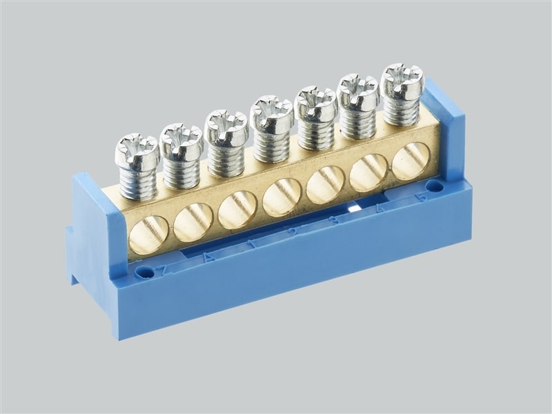 WÖHNER - 01143 Nullleiterklemmblock blau 7x10mm²