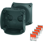 HENSEL - DK 0102 X Kabelabzweigkasten m.Kl 84x84x55,IP66 sw, inkl. Verbindungsklemme 5xWago 221-413, schwarz