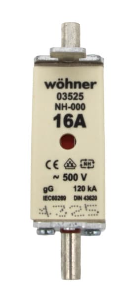 WÖHNER - 03525 16A NH-Sicherungseinsatz Gr.00C Kennlinie: gL-gG