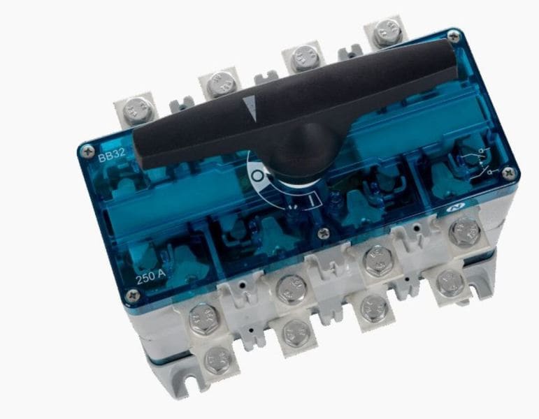 WÖHNER - 23124 Lastumschalter 400A CAPUS 3-p+N Schraube M10, Griff graphitgrau