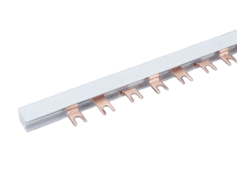 WÖHNER - 31026 Kammschiene 3pol isoliert 16mm², Gabel Gabel, 27mm Teilung, 1m Länge, 80A