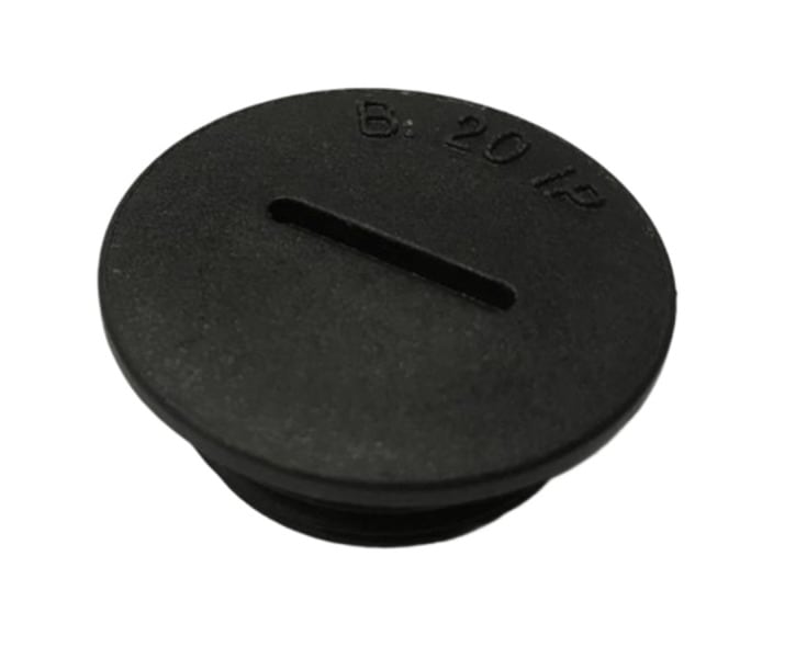SIB - ADR - BLPO Blindstopfen M25 PA6 rund RAL9005 IP65 Durchmesser 32mm, Gewindelänge 8mm