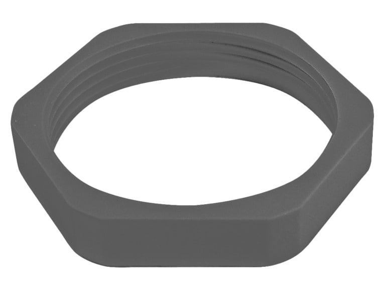 SIB - ADR - GPO Gegenmutter PG11 PA6 RAL7001 Schlüsselweite 24mm, Materialdicke 5mm