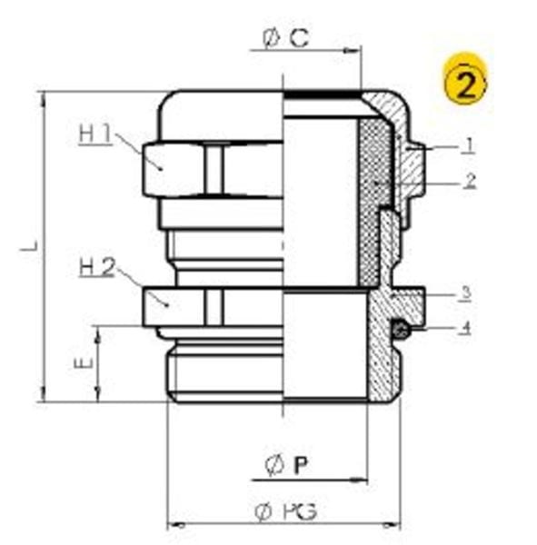 SIB - ADR - MSD Kabelverschraubung PG21L Messing vernickelt