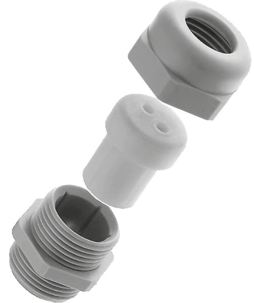 SIB - ADR - POWT Kabelverschraubung M25 DUPLO 5x5mm RAL7035 IP68, SW 33, Gewindelänge: 11mm