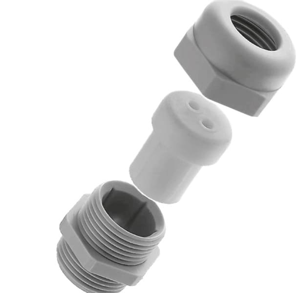 SIB - ADR - POWT Kabelverschraubung PG11 DUPLO 2x6mm RAL7035 IP68, SW 27, Gewindelänge: 8mm