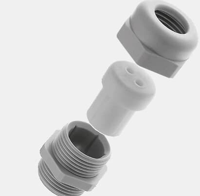 SIB - ADR - POWT Kabelverschraubung PG21 DUPLO 4x6mm RAL7035 IP68, SW 33, Gewindelänge: 11mm