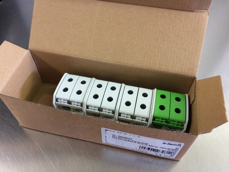 E-TERM - RKA 50/4 4x4 gr-gr-gr-gn CU/Al Hauptleitungsklemme HLAK 25, BGV A2, 1000V AC/DC