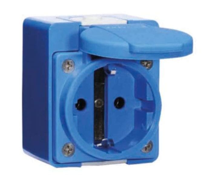 BALS - SCHUKO Wandsteckdose 16A IP44 blau Ni 724