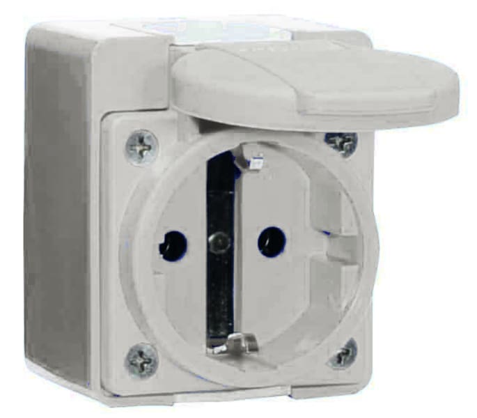 BALS - SCHUKO Wandsteckdose 16A IP44 grau Ni 725