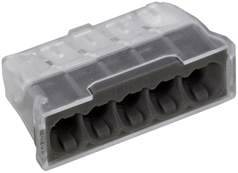 ELECTRO TERMINAL - SDK 5 Klemme 0,5-2,5mm² neutral verpackt Schraublose Dosenklemme, transparent