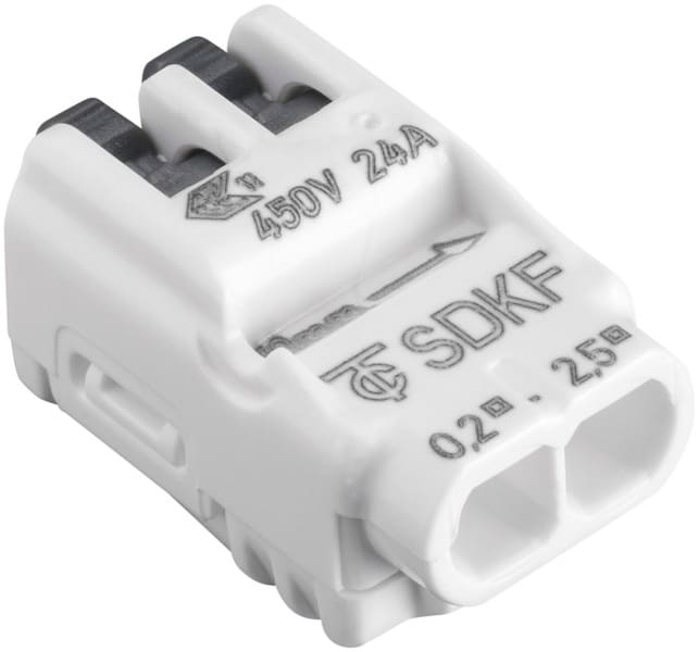 ELECTRO TERMINAL - SDKF 2-port 0,2 - 2,5mm² neutral verpackt Schraublose Dosenklemme, 2 Leiter