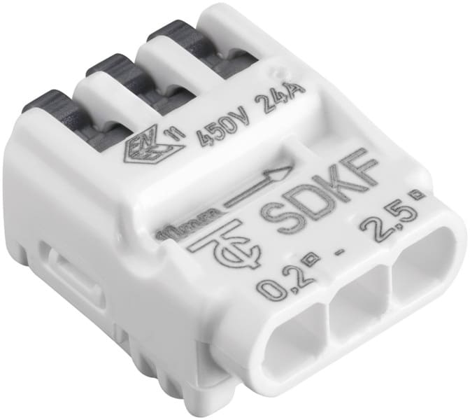 ELECTRO TERMINAL - SDKF 3-port 0,2 - 2,5mm² neutral verpackt Schraublose Dosenklemme, 3 Leiter