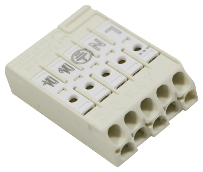 ELECTRO TERMINAL - SLK 7/5 OF TAPE L-N-ERDE-DA+ -DA- Schraublose Leuchtenklemme, Befestigung Tape
