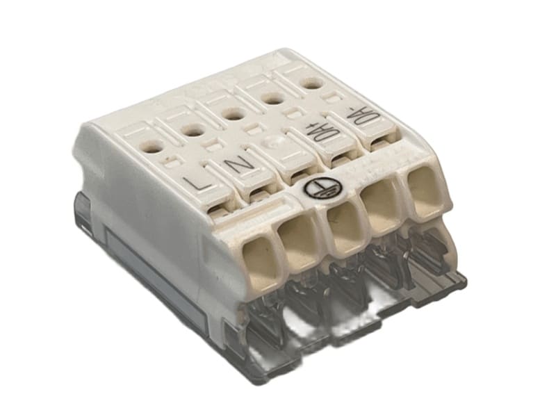 ELECTRO TERMINAL - SLK X/5 +E-SCHR L-N-ERDE-DA+-DA- Schraublose Leuchtenklemme, mit Schrauberde