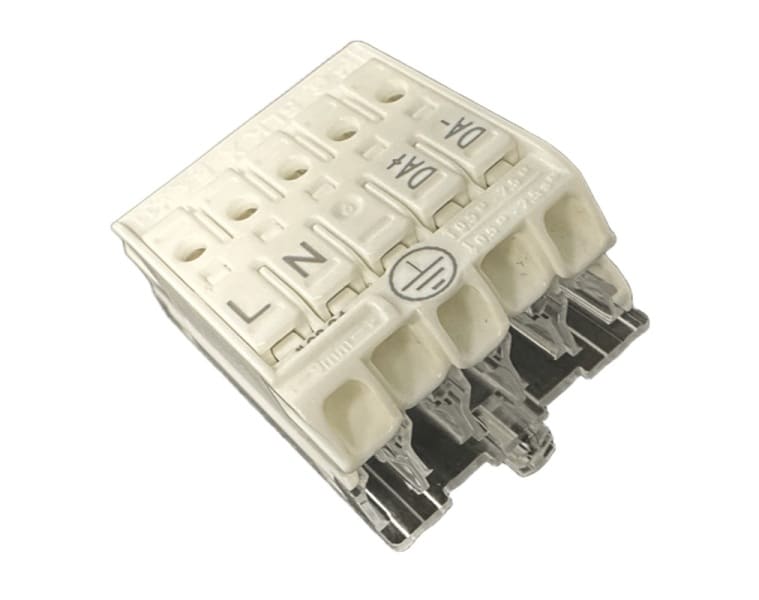 ELECTRO TERMINAL - SLK X/5 ALP E-SCHR L-N-ERDE-DA+-DA- Schraublose Leuchtenklemme, mit Schrauberde