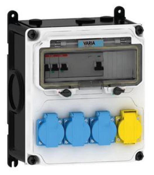 E-TERM - Steckdosenkombi VARIABOX WM 0000-3 FI040 IP54 RJ VARIABOX-M B230xH260xT180mm