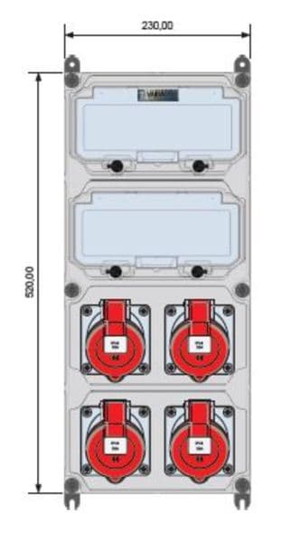 E-TERM - Steckdosenkombi VARIABOX WM 0040-0 FI000 IP44 VARIABOX-XL B230xH520xT207mm