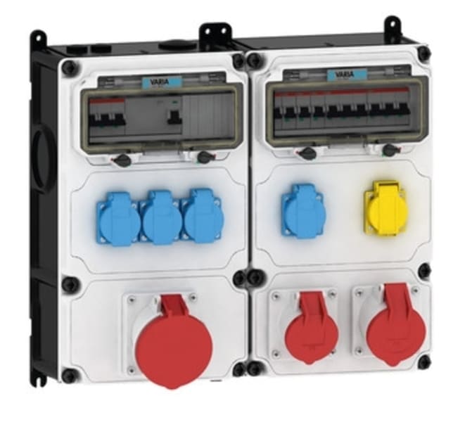 E-TERM - Steckdosenkombi VARIABOX WM 0111-4 FI063 IP44 RJ VARIABOX-LDUO B460xH390xT229mm