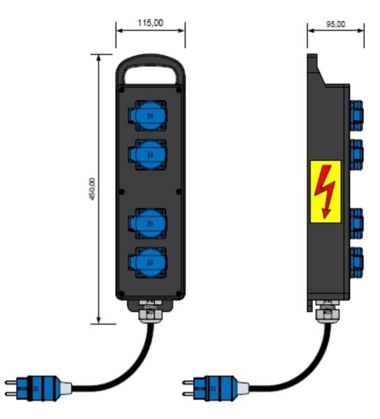 E-TERM - Vollgummiverteiler BL 0000-4 FI000 SKO PORTBOX Blockverteiler L450xB115xT95mm