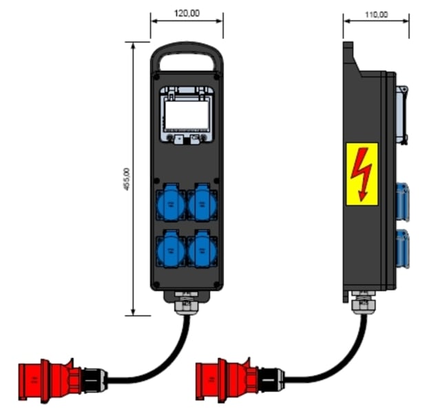 E-TERM - Vollgummiverteiler BL 0000-4 FI040 KAB PORTBOX Blockverteiler L455xB120xT110mm