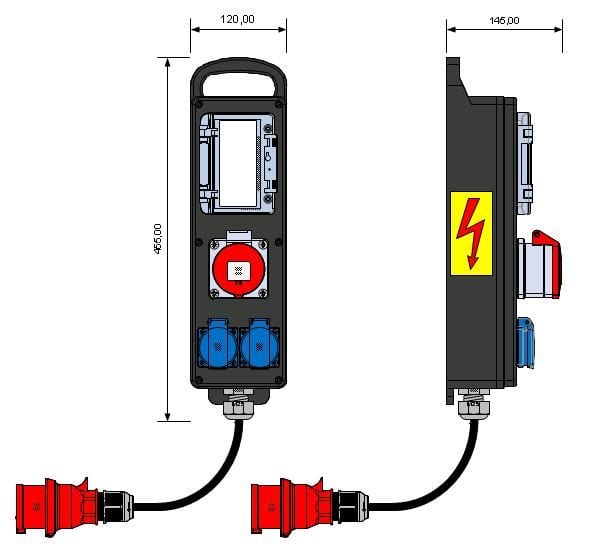 E-TERM - Vollgummiverteiler BL 0001-2 FI040 KAB PORTBOX Blockverteiler L455xB120xT145mm